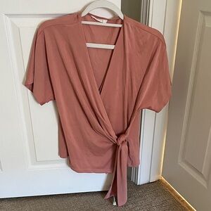 Lush Mauve Tie-Front Blouse
